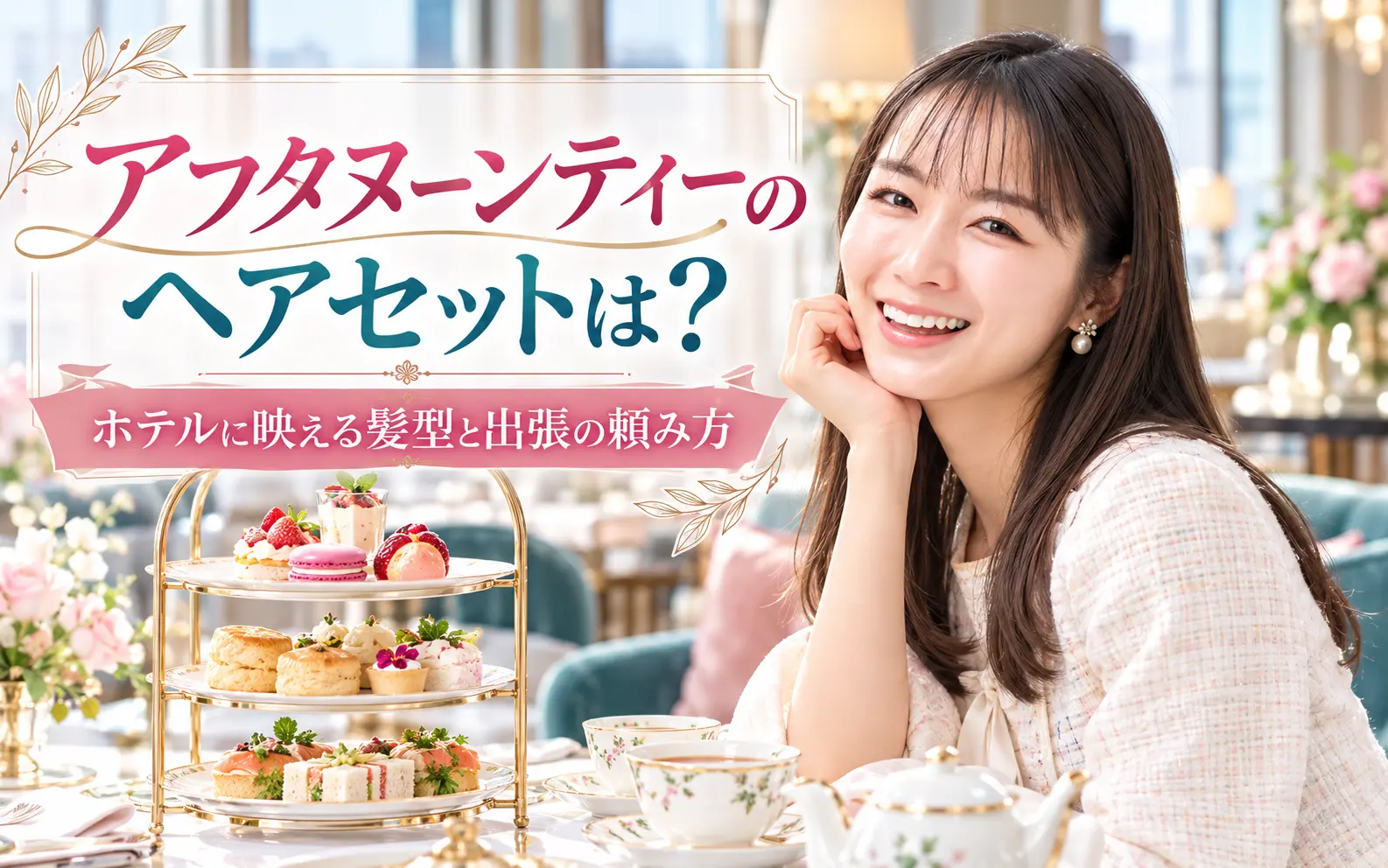 アフタヌーンティーのヘアセットは？ホテルに映える髪型と出張の頼み方