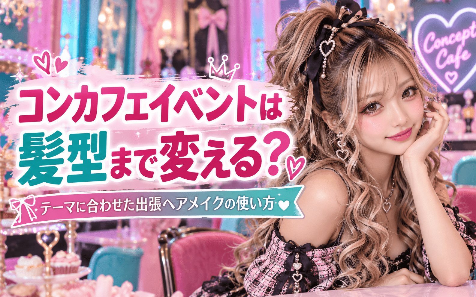 コンカフェイベントは髪型まで変える？テーマに合わせた出張ヘアメイクの使い方
