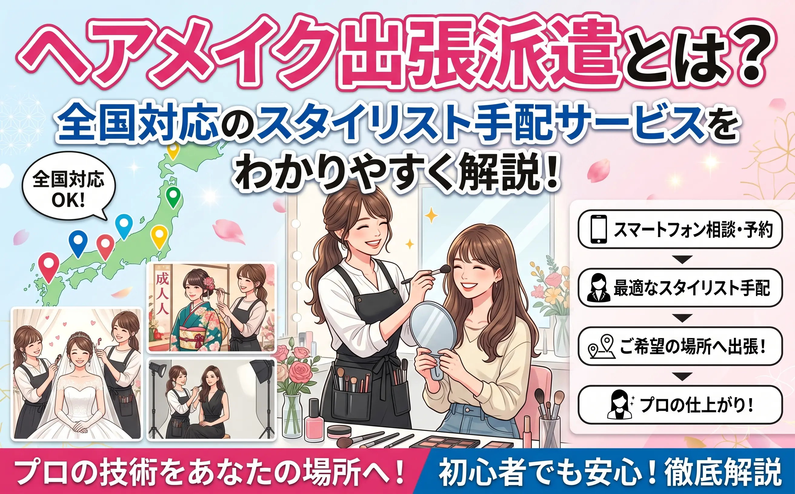 ヘアメイク出張派遣とは？ 全国対応のスタイリスト手配サービスを わかりやすく解説！