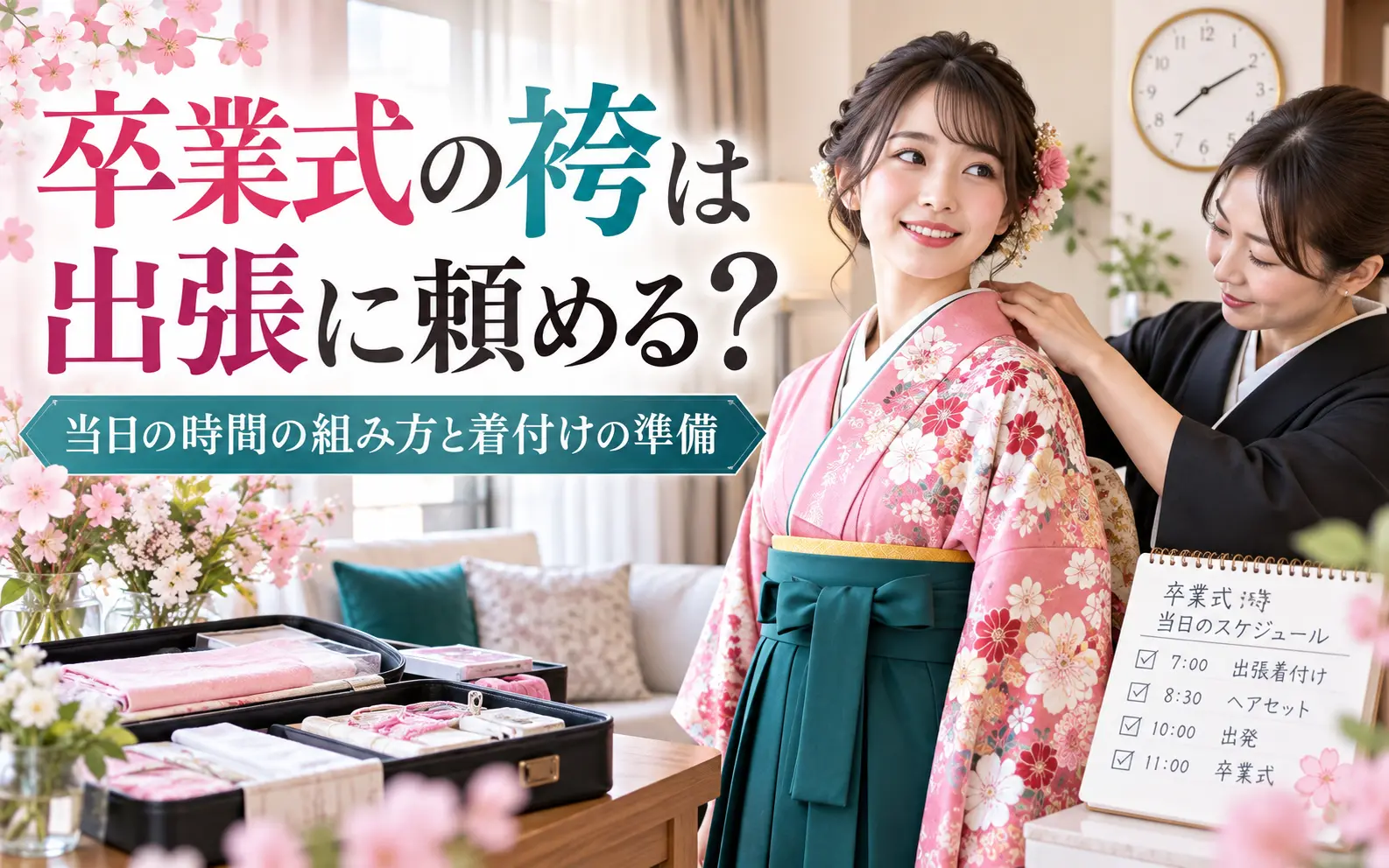 卒業式の袴は出張に頼める？当日の時間の組み方と着付けの準備