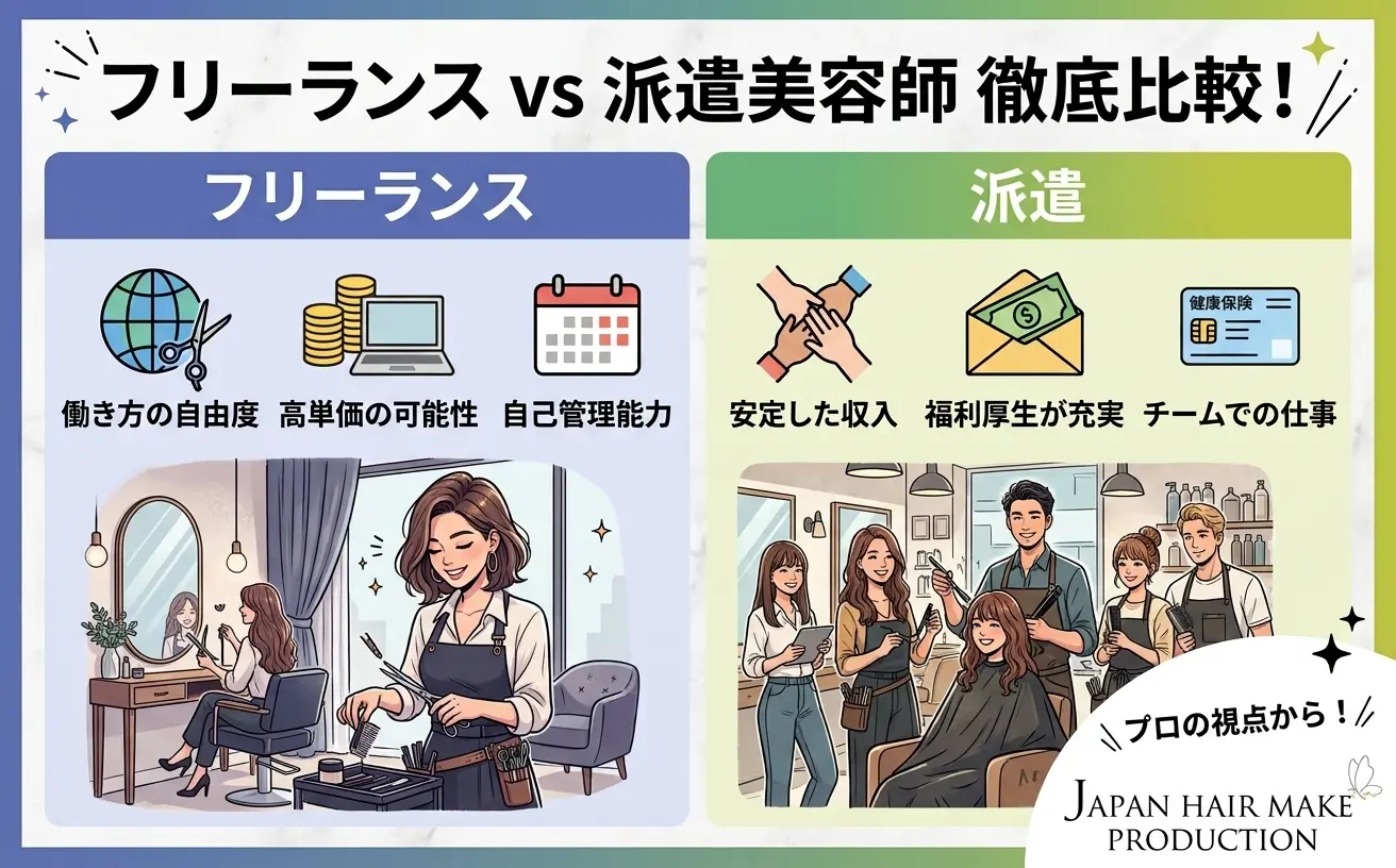 フリーランス美容師と派遣美容師の違いとは？ メリット・デメリットを徹底比較！自分に合う働き方の選び方